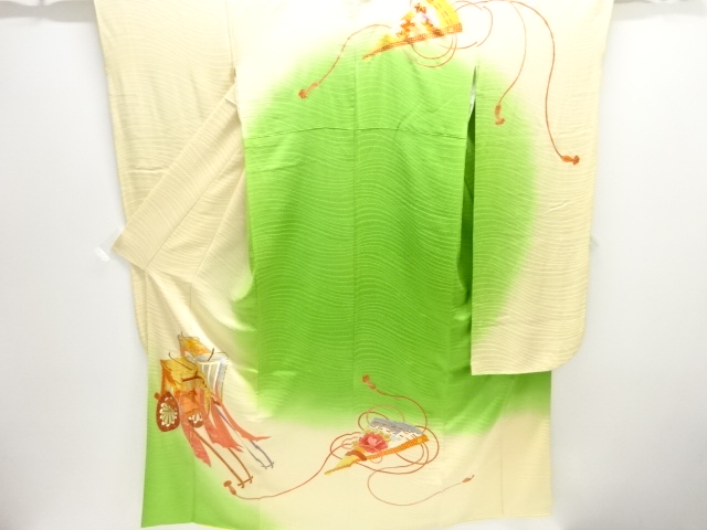 JAPANESE KIMONO / ANTIQUE FURISODE / SILK / EMBROIDERY / CARRIGE